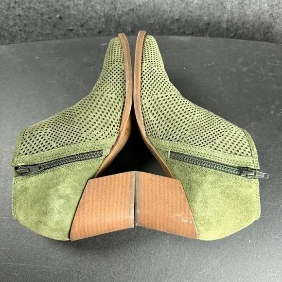 Lucky Brand LK-Zeshia Olive Green Suede Leather Perforated Ankle Booties Women's - Picture 8 of 10